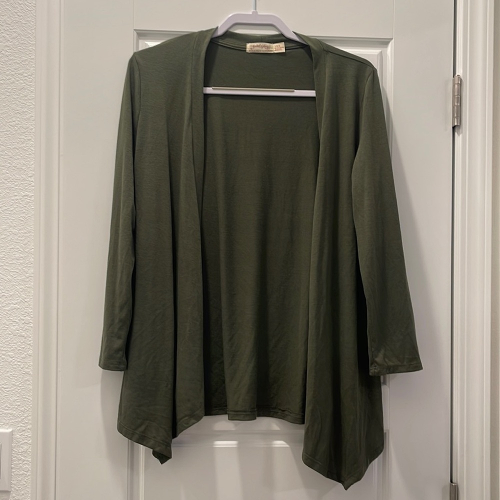 Small (4-6) olive green cardigan